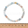 6MM Natural Aquamarine Round Beaded Stretch Bracelets BJEW-JB14423-4