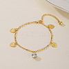 Fashionable Adjustable Brass Clear Cubic Zirconia Heart-shaped Charm Anklets for Ladies YI0803-4