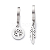 3 Pair 3 Style Leaf & Flower & Butterfly & Tree & Elephant Asymmetrical Earrings EJEW-B020-03P-2