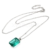 Rectangle Brass Pave Cubic Zirconia Pendant Necklaces for Women NJEW-G156-01P-3