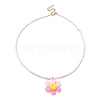 Acrylic Flower Pendant Necklace with Glass Beaded Chains NJEW-JN04593-2