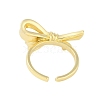 Bowknot Brass Open Cuff Ring for Women RJEW-M176-01A-G-3