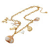 1Pc 304 Stainless Steel & Natural Cowrie Shell Pendant Bib Necklaces for Women NJEW-HS0001-25-1