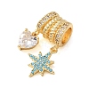 Brass Micro Pave Cubic Zirconia European Dangle Charms CU-CBA2C2D-17G-01-2