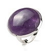 Natural Amethyst Round Adjustable Rings RJEW-K371-09S-21-2