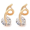 Rack Plating Flat Round Brass Clear Cubic Zirconia Stud Earrings EJEW-M090-16G-1