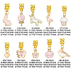 50Pcs 10 Styles Alloy Pink Enamel European Dangle Charms ENAM-CJ0005-49-2