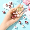 14Pcs 7 Styles Opaque Printed Acrylic Beads MACR-YW0004-13-4