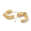 Brass with Cubic Zirconia Round Stud Earrings EJEW-B035-18KCG-2