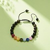 Natural Golden Sheen Obsidian & Mixed Stone Round Braided Bead Bracelet for Women BJEW-JB08384-02-2