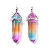 Faceted Bullet Glass Pointed Pendants KK-E282-01P-06-3