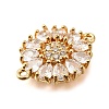 Brass Clear Cubic Zirconia Connector Charms KK-U065-06B-G-2