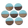 Transparent Resin & Walnut Wood Pendants RESI-S358-02B-H11-1