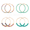 ANATTASOUL 4 Pairs 4 Style Glass Beaded Big Hoop Earrings EJEW-AN0002-22-1