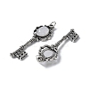 Key Brass Natural Quartz Crystal Big Pendants KK-D361-01AS-13-2