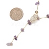Natural Amethyst Chip Handmade Link Chain Necklaces NJEW-JN05811-01-3