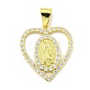 Rack Plating Brass Micro Pave Clear Cubic Zirconia Pendants KK-B091-21G-07-1