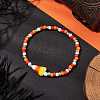 Halloween Candy Corn Acrylic & Glass Seed Beaded Stretch Bracelets Women BJEW-JB10525-03-2