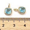 Brass Micro Pave Cubic Zirconia and Glass Pendants KK-H455-19G-3