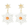 Christmas Snowflake Glass Seed Braided Dangle Earrings EJEW-MZ00233-03-1