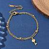304 Stainless Steel Key Charm Chain Bracelets BJEW-M097-01B-G-1