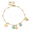 Summer Beach Nuggets Natural Amazonite & Ion Plating(IP) 304 Stainless Steel Charm Anklets for Women BJEW-P326-05E-G-1