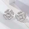 Brass Flower Stud Earrings EJEW-R016-17P-1