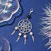 Woven Web/Net with Feather Glass Seed Beads Pendant Decorations HJEW-MZ00074-02-2
