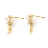 Rack Plating Brass Micro Pave Cubic Zirconia Stud Earring Finding KK-C021-13G-1