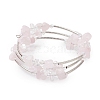 Natural Rose Quartz Chip & Glass & Brass Tube Beaded Bangles for Women BJEW-JB11265-05-2