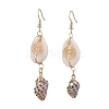 3Pairs Brass & Shell Dangle Earrings EJEW-JE06323-4