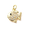 Brass Micro Pave Clear Cubic Zirconia Charms KK-Q040-07C-G-1