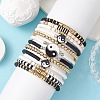 12Pcs Yin-Yang Polymer Clay & Plastic & Alloy Beaded Bracelets BJEW-JB10227-3