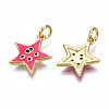 Brass Micro Pave Cubic Zirconia Enamel Charms ZIRC-Q200-025D-NF-2