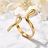 Snake 304 Stainless Steel Open Cuff Rings for Women RJEW-M046-02G-1