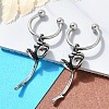 Rose Flower 316 Surgical Stainless Steel Dangle Half Hoop Earrings for Women EJEW-G416-44AS-2