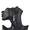 Brass Synthetic Turquoise Dangle Earrings EJEW-JE06535-02-2