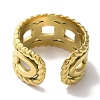 Vacuum Plating 201 Stainless Steel Curb Chain Open Cuff Rings for Women RJEW-C092-15G-3