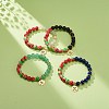 Gemstone & Resin Round Beaded Stretch Bracelet BJEW-JB08664-2