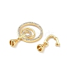 Brass Micro Pave Clear Cubic Zirconia Fold Over Clasps KK-K428-04G-2