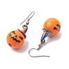 Halloween Theme Alloy Wood Pumpkin Dangle Earrings EJEW-JE05850-02-4