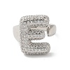 Letter Brass Micro Pave Clear Cubic Zirconia Open Cuff Ring for Women RJEW-N046-03E-P-2