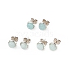 Gemstone Half Round Stud Earrings EJEW-P220-02P-2