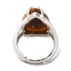 Natural Tiger Eye Teardrop Adjustable Rings RJEW-K241-03P-12-2