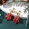 Christmas Bell Brass Dangle Stud Earrings EJEW-MZ00495-01-1