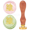 Brass Wax Seal Stamp with Wood Handle AJEW-WH0412-0012-1