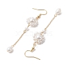 Shell Pearl with Brass Dangle Earrings for Women EJEW-TA00558-4