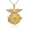 Golden Tone Brass Hollow Round Cage Pendants KK-J237-04G-2