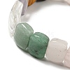 Natural Mixed Gemstone Rectangle Beaded Stretch Bracelets BJEW-E093-01-3