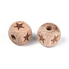 Engraved Beech Wood Beads WOOD-N015-08A-2